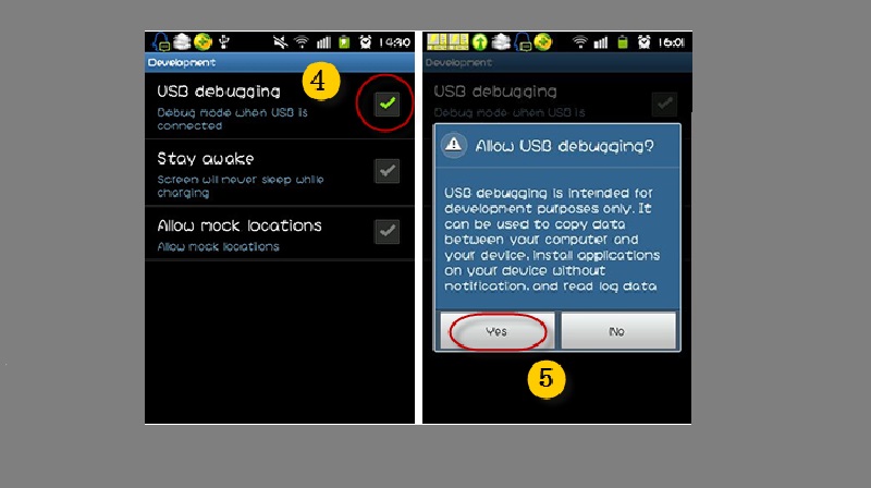 enable usb debugging