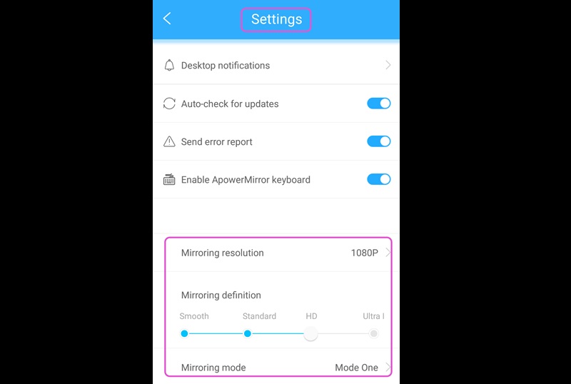 mirroring resolution