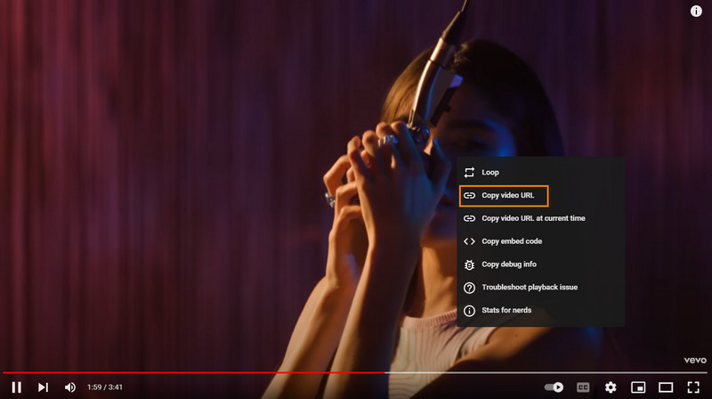 copy youtube url