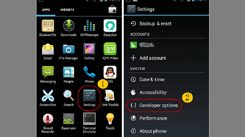 open developer options