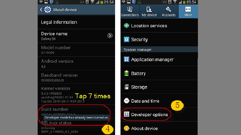 unlock developer options