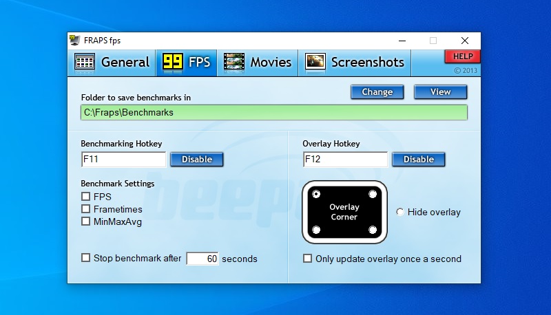 fraps movie tab