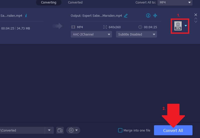 vmp start converting video