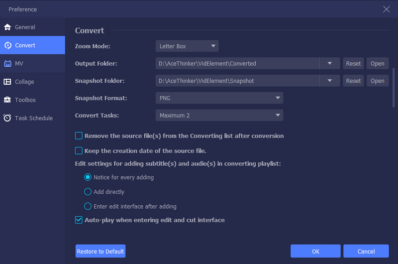convert settings