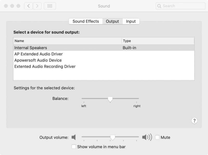 mac sound input and output