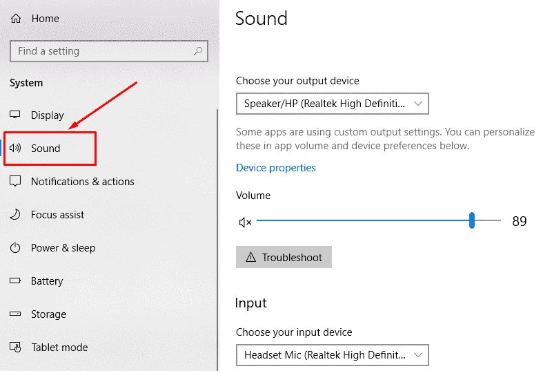 sound settings in windows 10