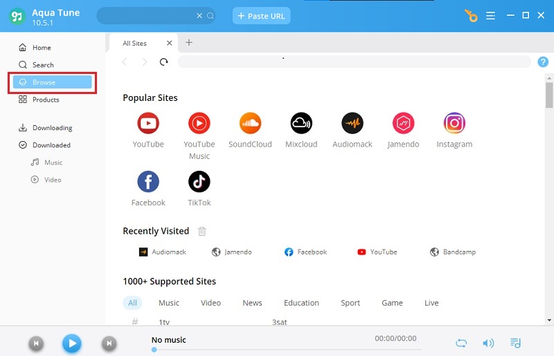 Aqua Tune built in browser