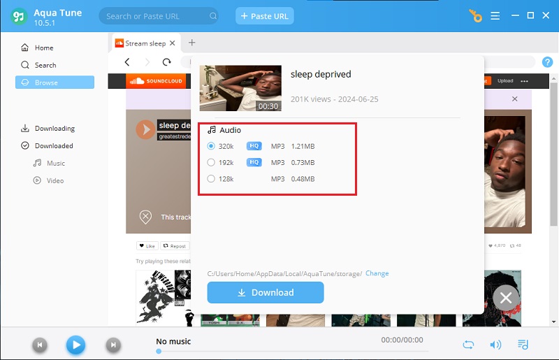 download video from built in browser