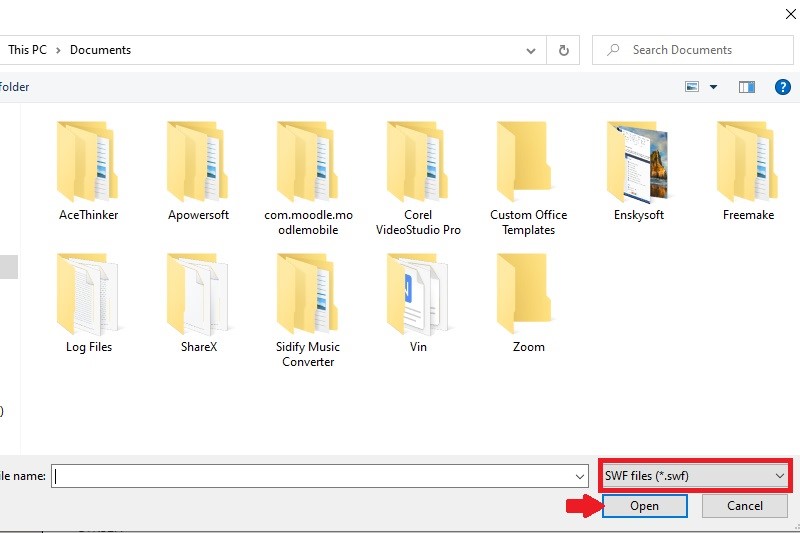 open swf file step4