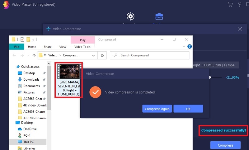 compress video for Messenger vm step4
