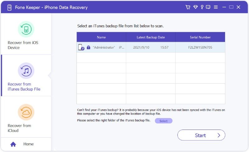 iTunes Backup File
