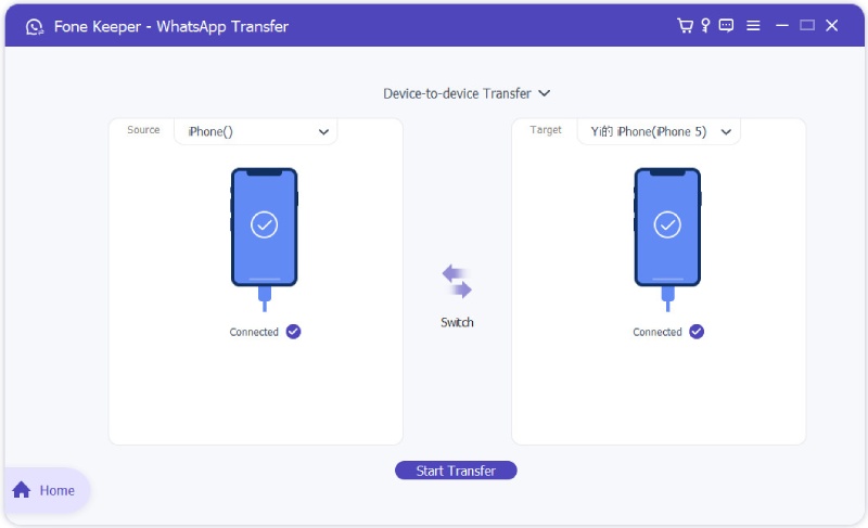 start transfer whatsapp data