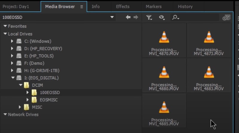 premiere pro no audio import card reader