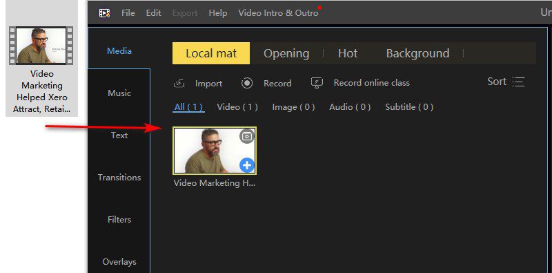 drag to import
