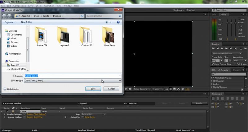 after effects export