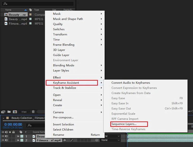 after effects sequencelayers