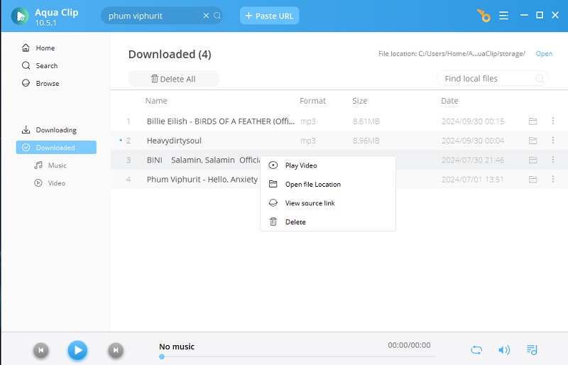 manage downloaded videos on downloaded panel