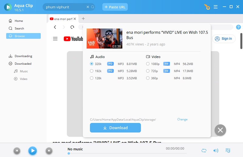 select preferred resolution and output formats