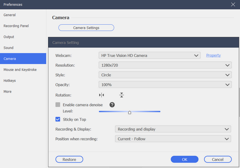 camera settings