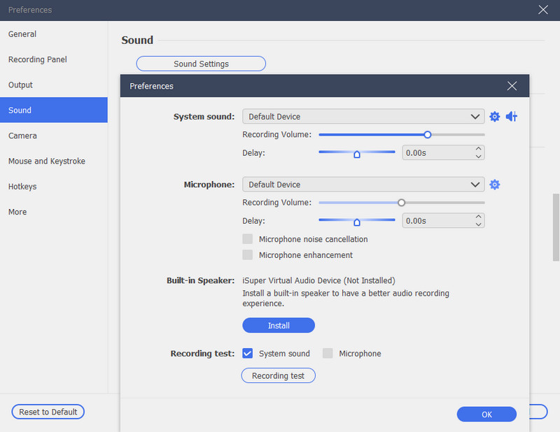 sound settings