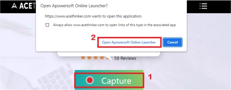 launch AceThinker free online screen grabber