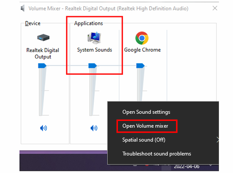 click volume icon on right lower corner