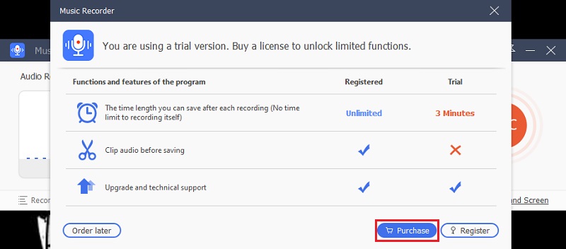 register music recorder step 1