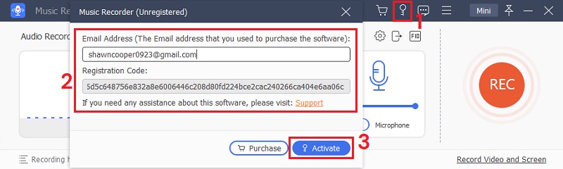 register music recorder step 2