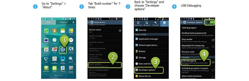 turn on usb debugging from settings