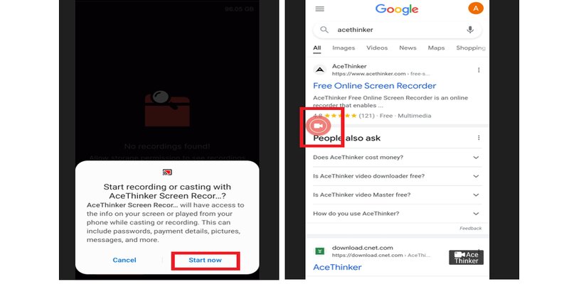 start recording on android