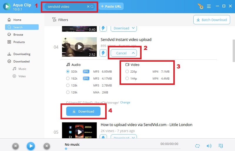 paste the link and click download button