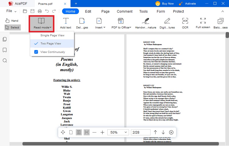 acepdf read mode options