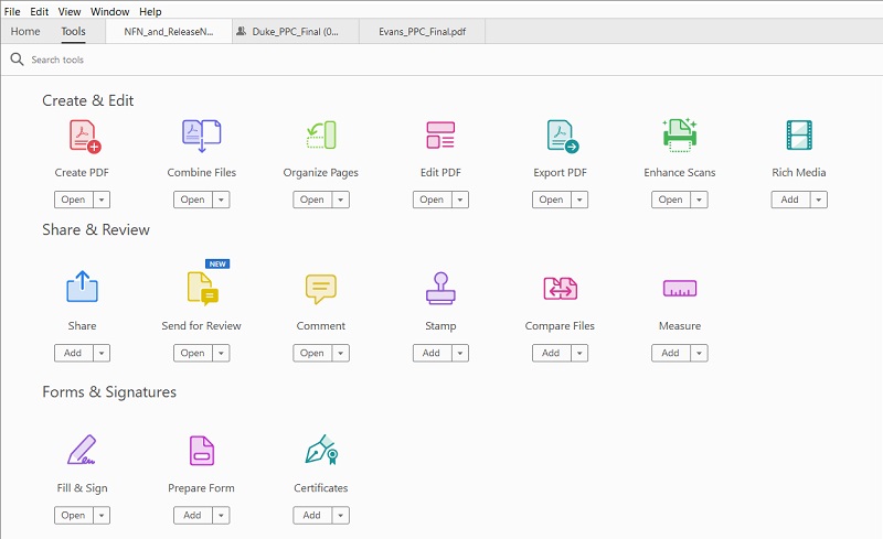 adobe acrobat reader interface