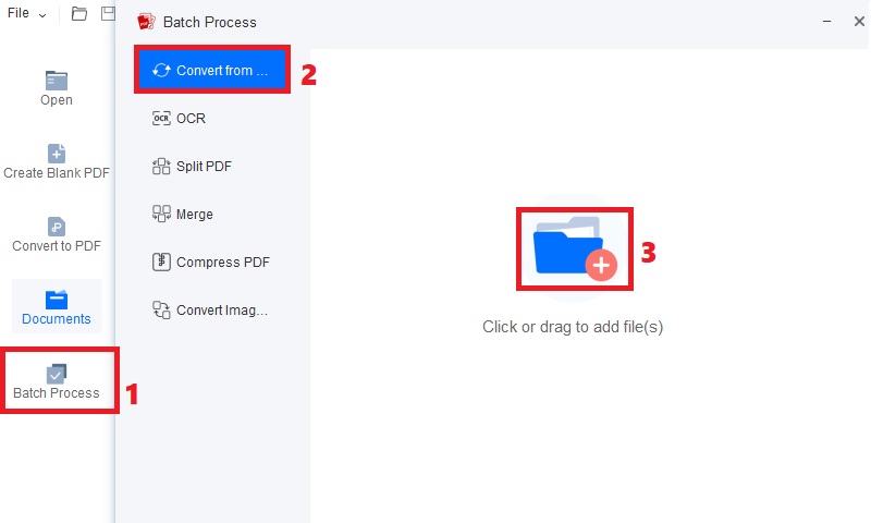 hit batch process and convert from, click folder icon