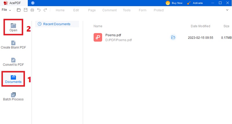 hit documents tab or click open tab, select file and import it
