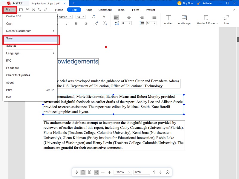 save edited file