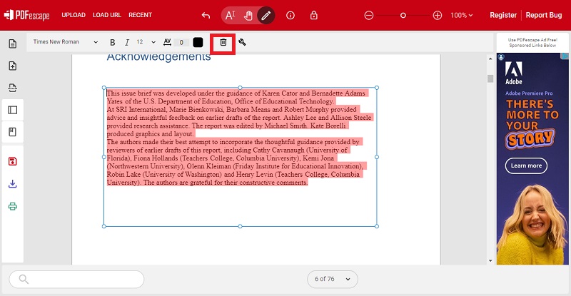remove highlight from pdf using pdfescape
