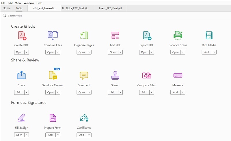 adobe acrobat main interface