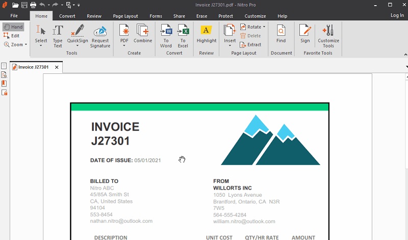 nitro pdf pro interface