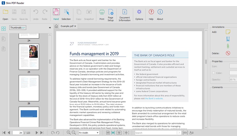 slim pdf reader interface