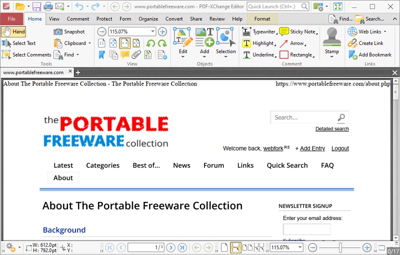 pdf-xchange editor interface