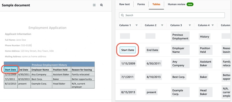 amazon textract interface