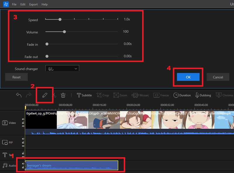 audio edit window
