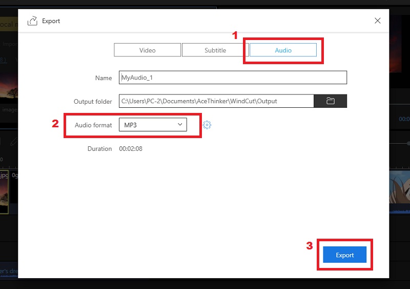 export audio