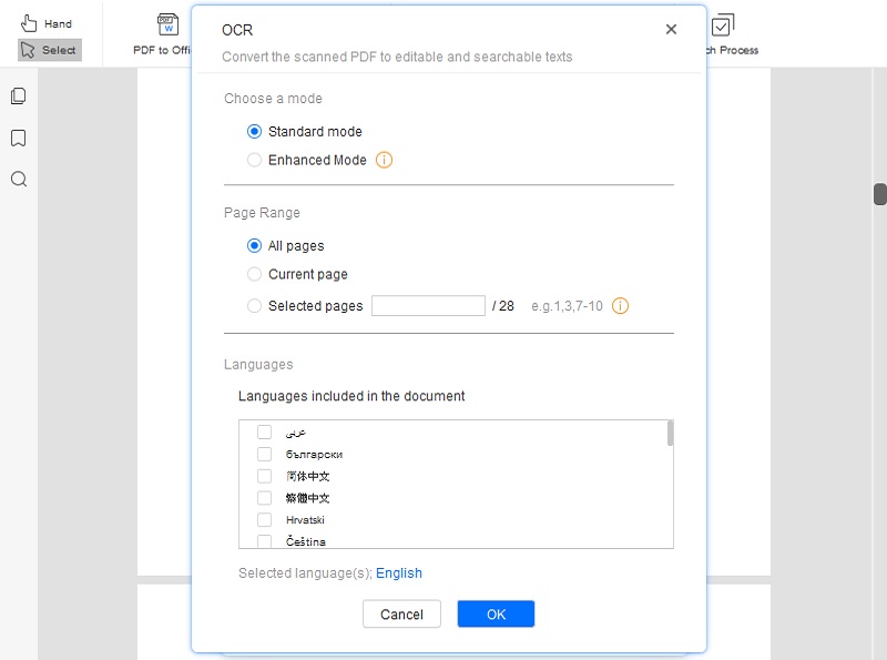 ocr settings