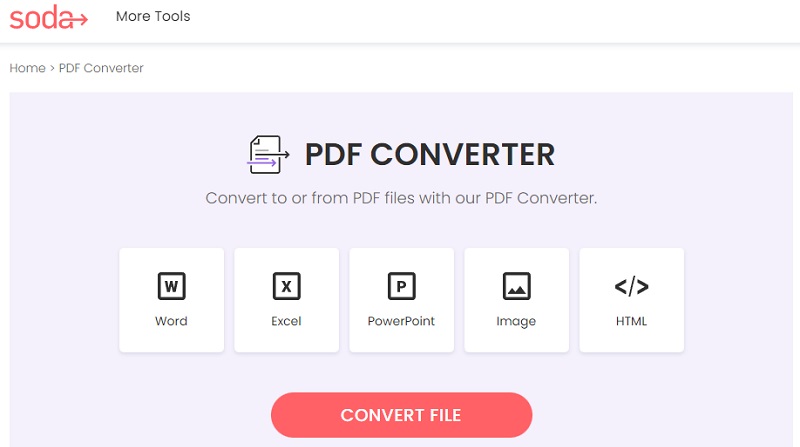 soda pdf converter main interface