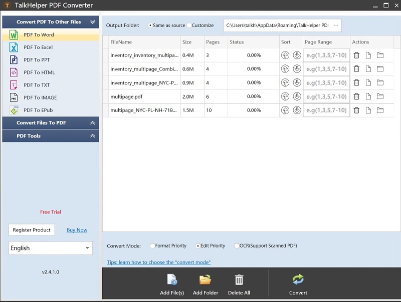 talkhelper pdf converter interface