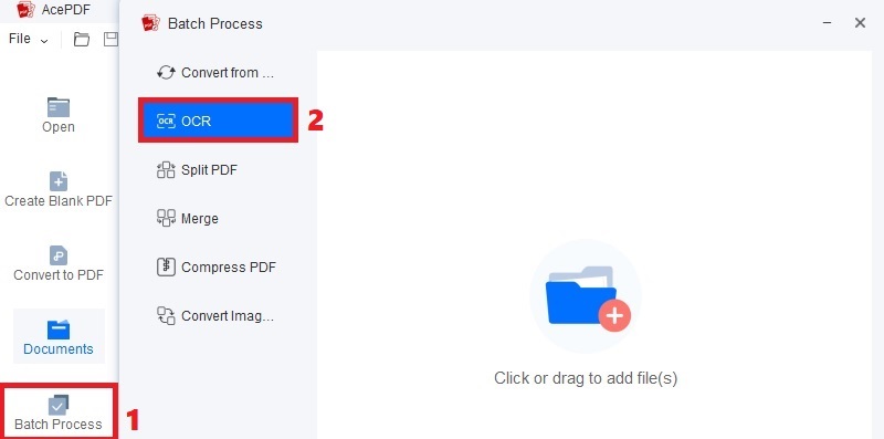 hit batch process and click ocr