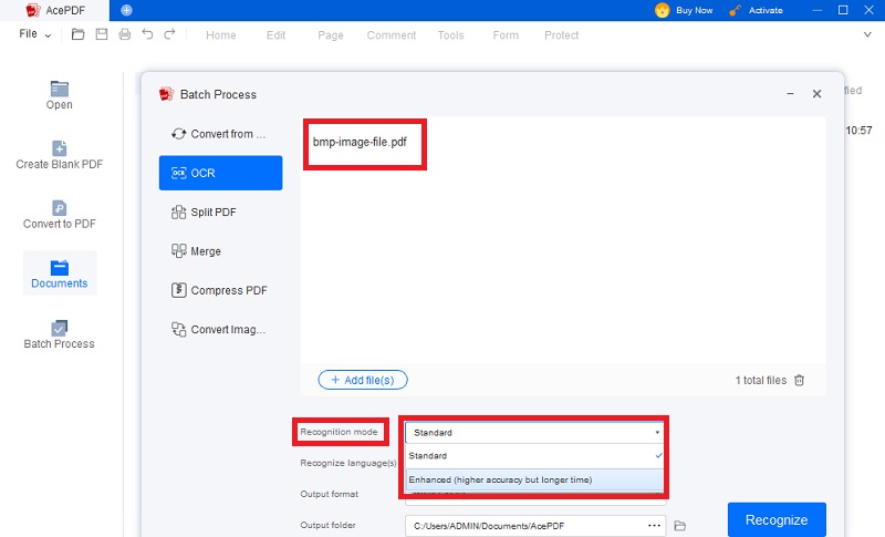 set your bmp to excel conversion mode