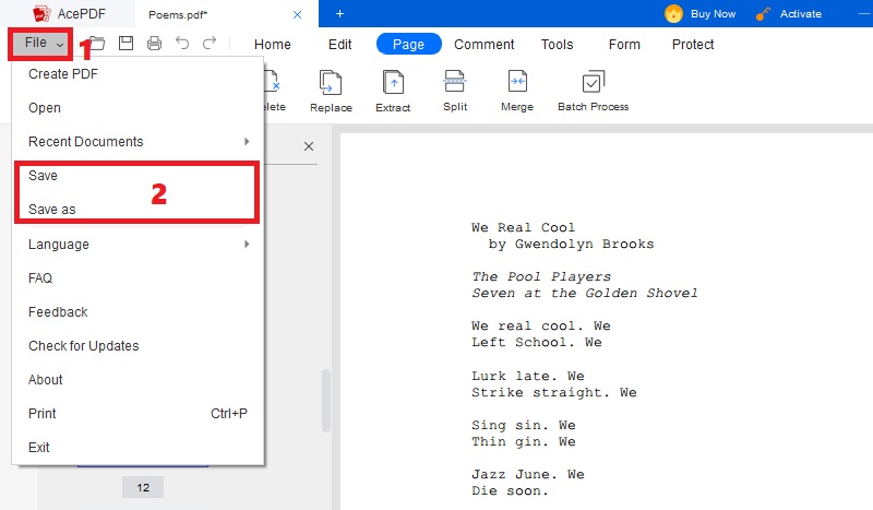 hit file button and click save or save as